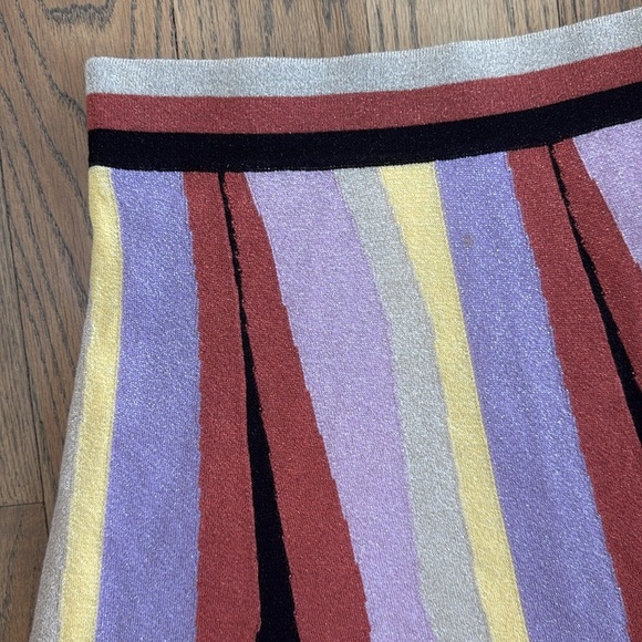 Anthropologie Laia Multi Color Striped Knit Midi Metallic Shimmer Skirt X-Small - Picture 5 of 12